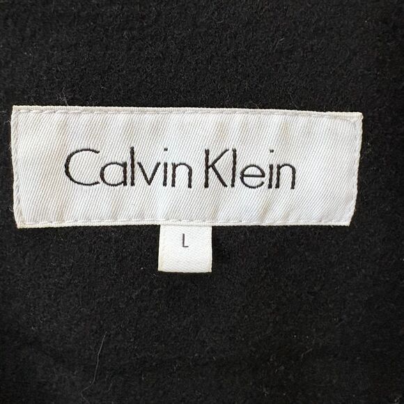Calvin Klein Wool Blend, Black Overcoat Winter Jacket w/ Quilted Lining size L - Picture 10 of 11